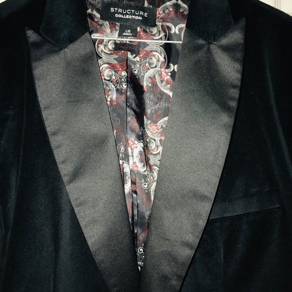 🖤 Structure Men Black Velvet Blazer L, Sold as is - Picture 5 of 7